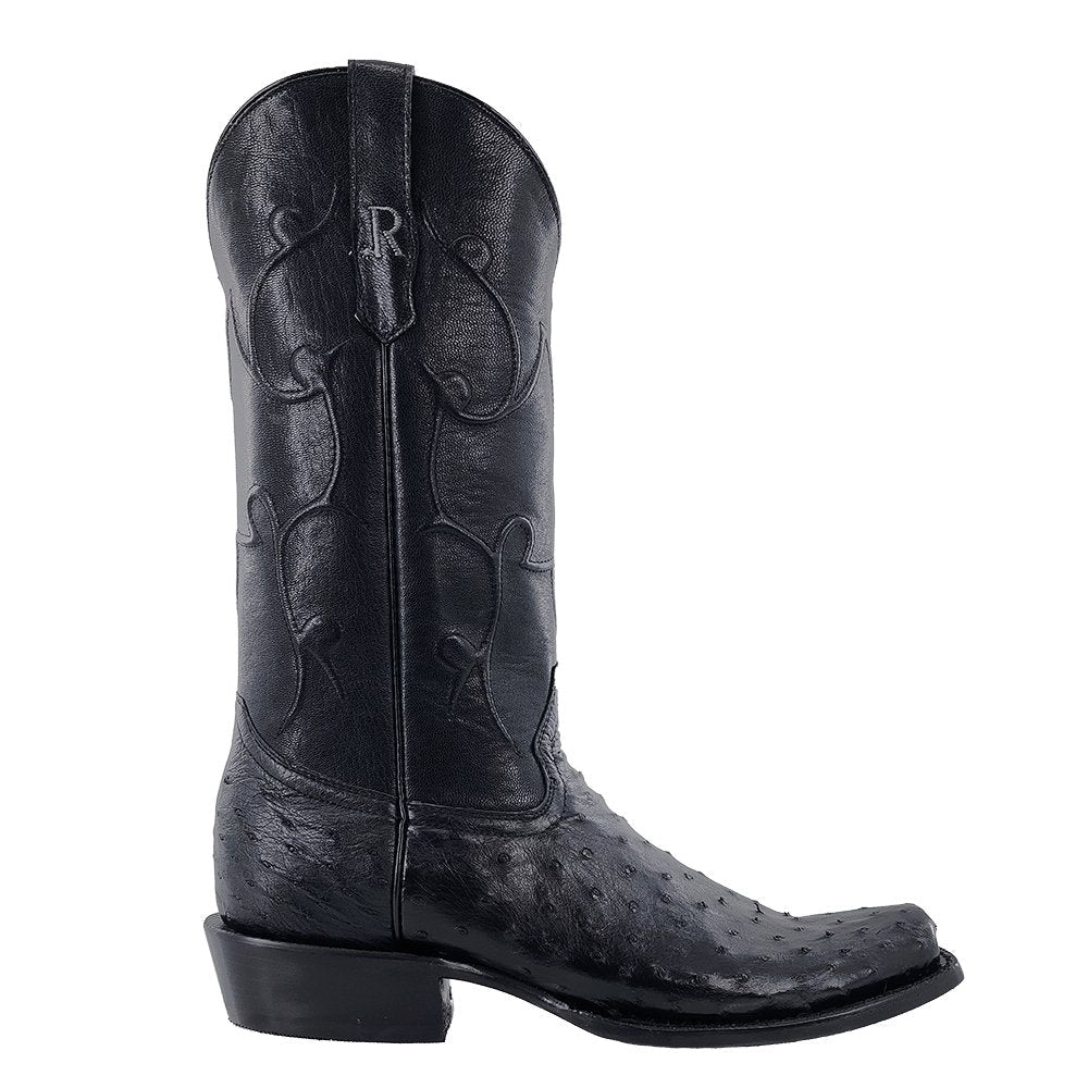 R. Watson RW4000-1 black ostrich boot narrow square toe