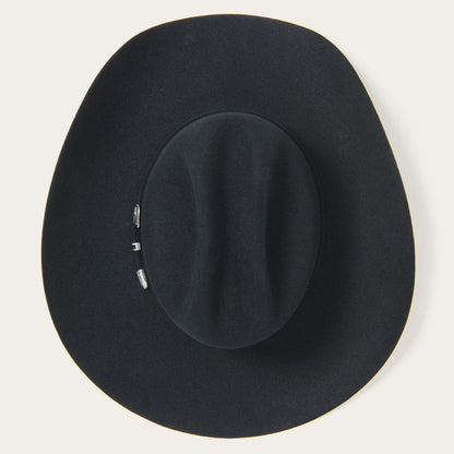 Stetson Skyline 6X black cowboy hat top view cattleman crease
