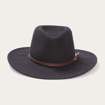 Stetson Bozeman crushable wool outdoor hat in Black, front view