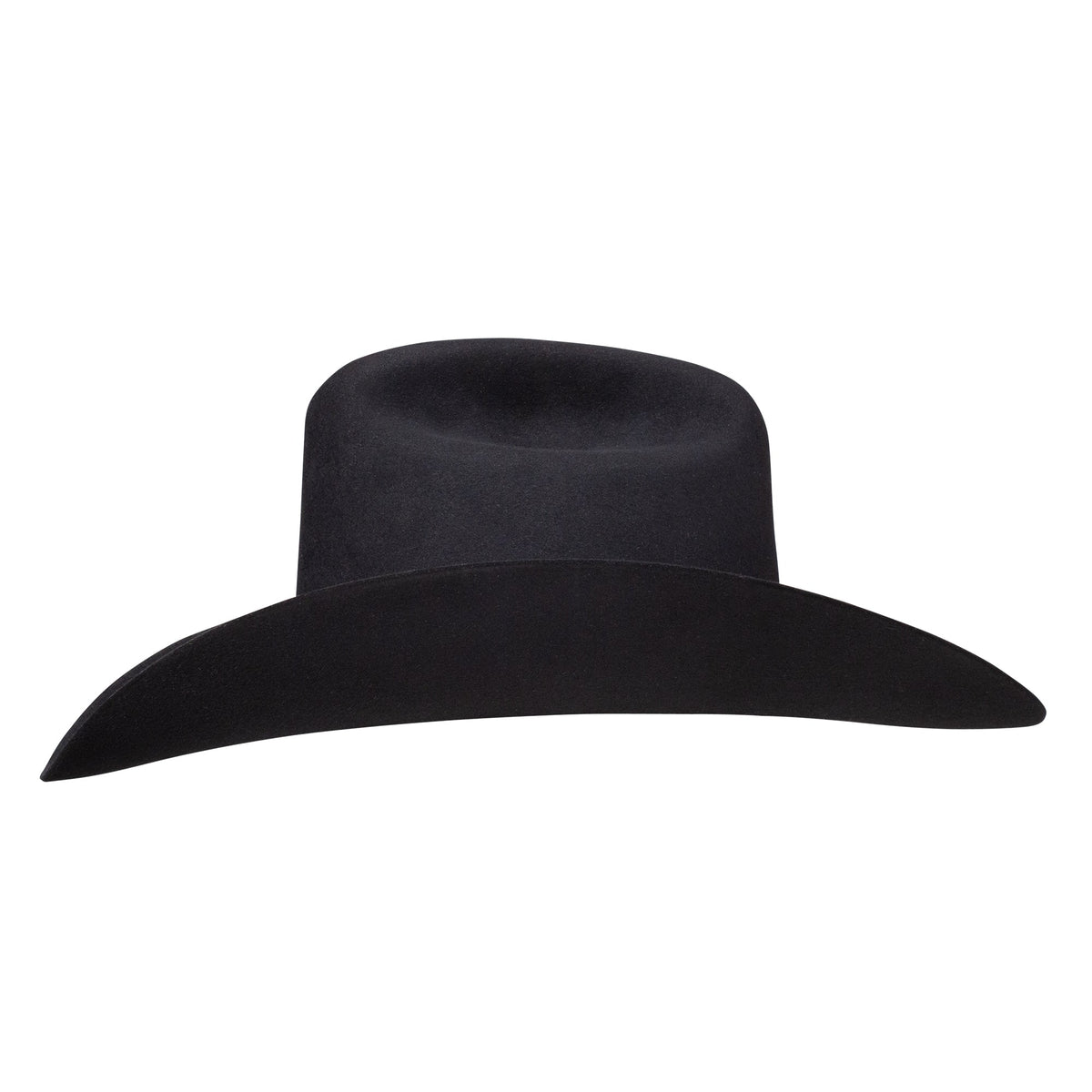 Stetson El Patron Black cowboy hat side profile with sterling silver JBS buckle