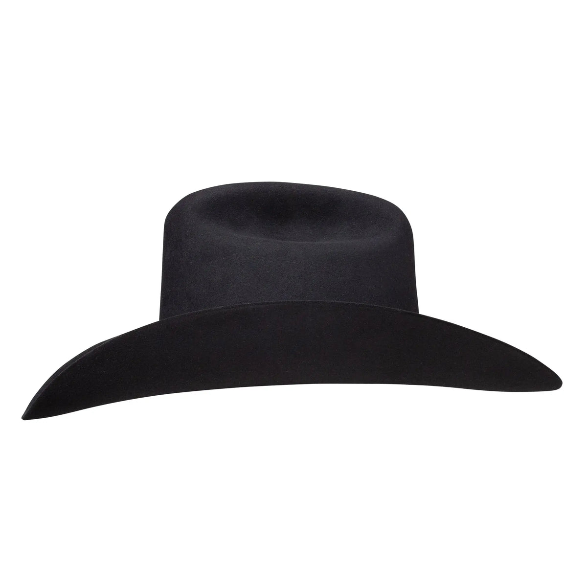 Stetson El Patron Black cowboy hat side profile with sterling silver JBS buckle